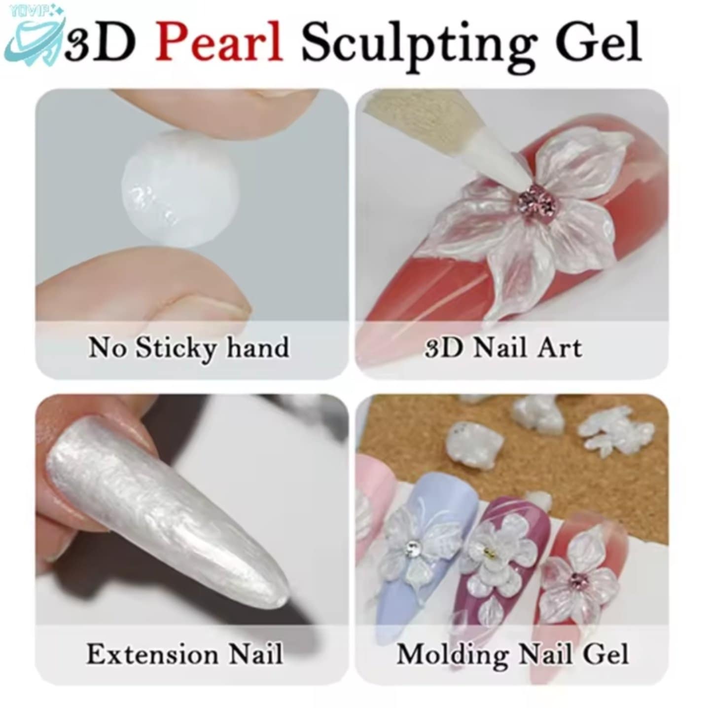 Monja เจลปั้นนูนทำเล็บ 3D สำหรับปั้นดอกไม้ โบว์ เจลปั้นไม่ติดมือ Carving Gel Elastic Sculpting Glue 3D Nail Art 15ml