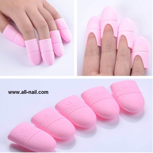 ปลอกซิลิโคนห่อเล็บ ใช้สวมนิ้วขณะแช่น้ำยา 1ชุด/5ชิ้น