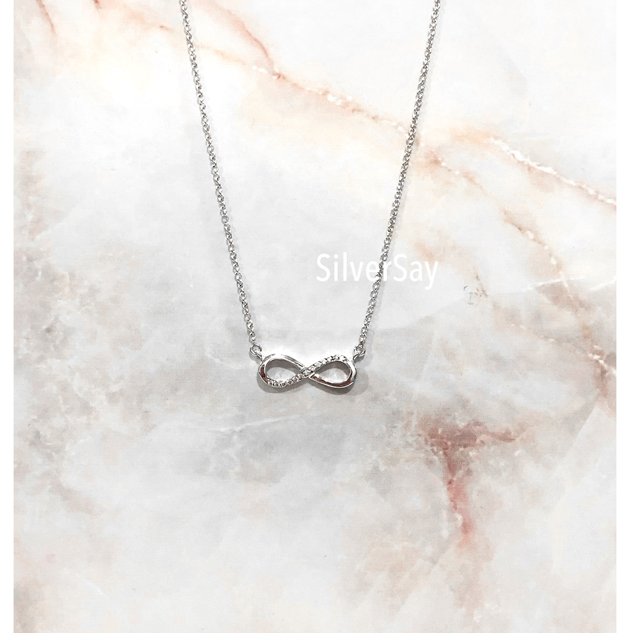 สร้อยคอลายอิตาลีพร้อมจี้อินฟินิตี้ Infinity ฝังเพชรสวิสไมโครแถว