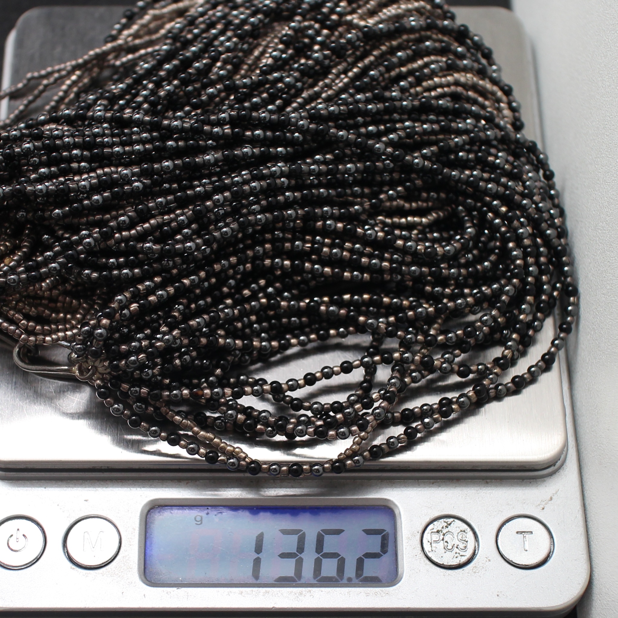 SI305 สร้อยคอเงินร้อยลูกปัด เงินแท้ นน. 136.3 กรัม ยาว 18 นิ้ว