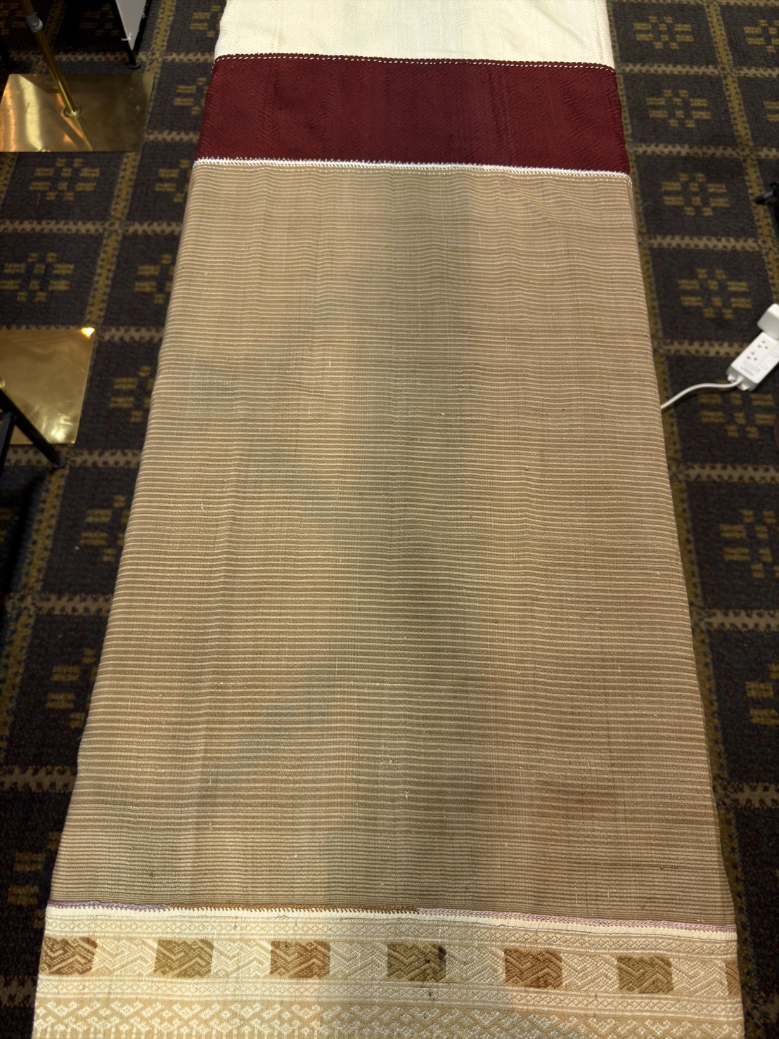 ซิ่นขิดไหม ต่อหัว ต่อเชิง ขนาด1x2เมตร สีน้ำตาล รหัส R4F-155-1246821