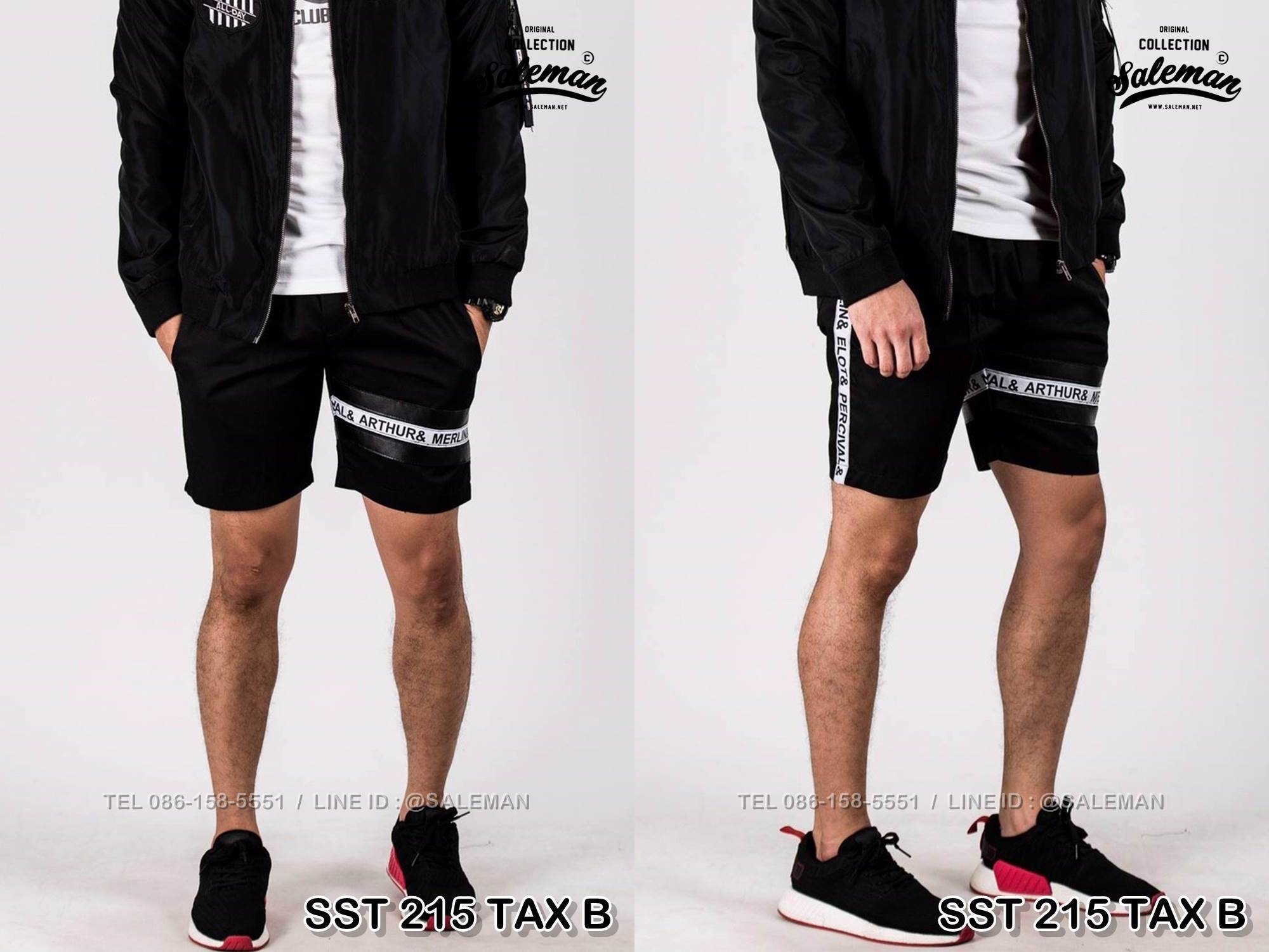 กางเกงขาสั้น พรีเมี่ยม ผ้า COTTON รหัส SS T215 TAX ฺB สีดำ แถบแท็กดำ