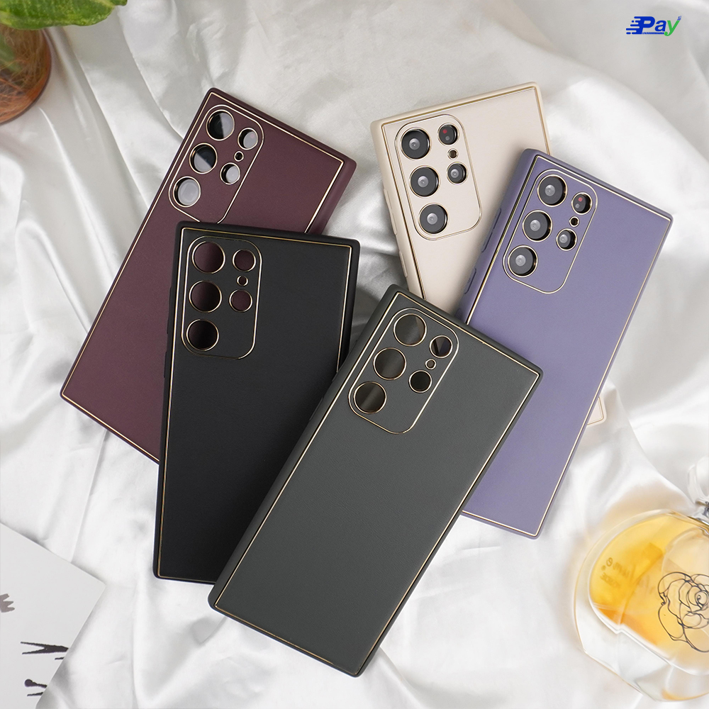 เคสโทรศัพท์ Samsung เคสหนังPUสีพื้น ครอบเลนส์กล้อง สำหรับ SS S22 Ultra