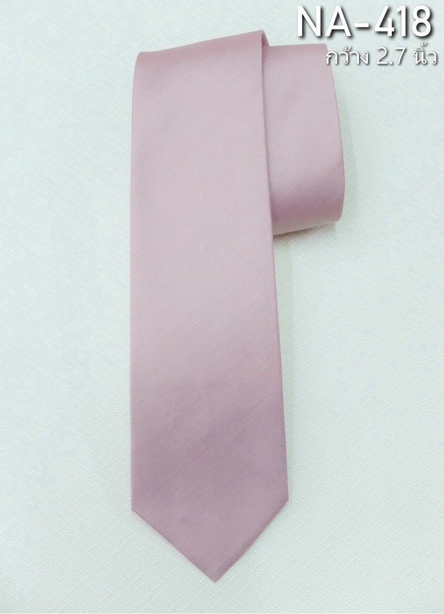 เนคไทผ้าไหมสีพื้น เนื้อเรียบ ขนาดกว้าง 2.7 นิ้ว สีม่วงอ่อน รหัส NA-ST-NA-418