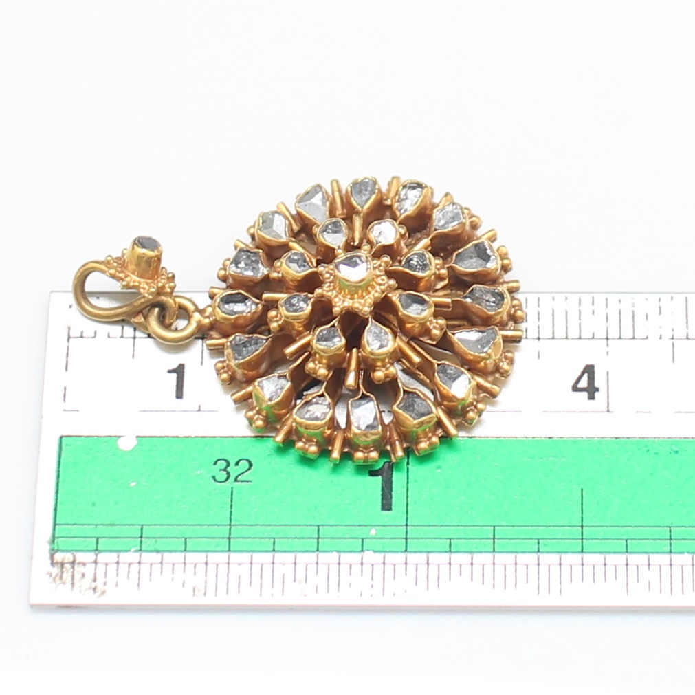 PD25154 จี้เพชรซีกกลม ทองแท้ 90% นน.รววม 6.3 กรัม