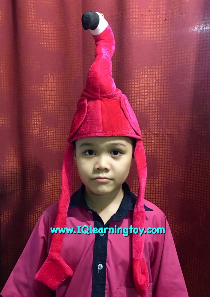 หุ่นสวมหัวรูปสัตว์-(หมวกสวมหัวรูปนกฟรามิงโก) หมวกนุ่มๆ ใช้เพื่อการสอนเล่าเรื่อง การละเล่น หรือเล่นเกมส์การศึกษา จัดส่งฟรี