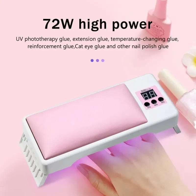 เครื่องอบเล็บเจล UV/LED แบบมีหมอนรองมือในตัว 72w