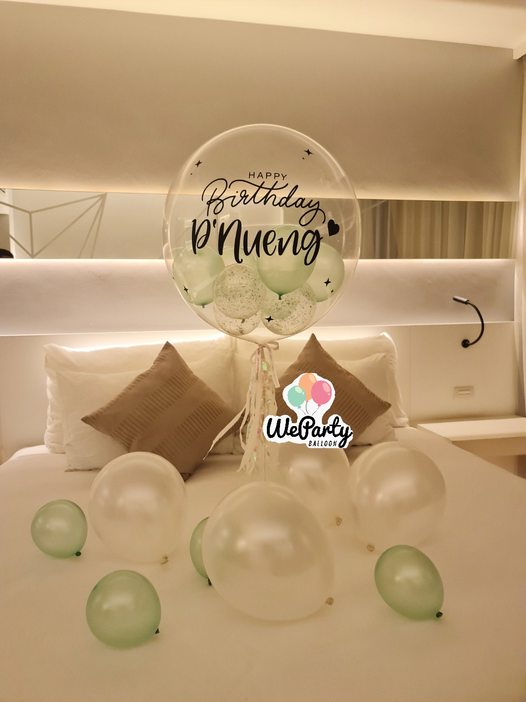 ลูกโป่งลอยบับเบิ้ล1ลูก+ลูกโป่งปล่อยพื้น8ลูก (with Helium)
