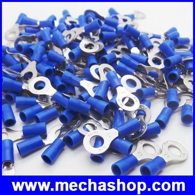 100 ชิ้น ขั้วต่อหางปลาสายไฟ หางปลากลม แบบหุ้ม Cold-pressed terminal RVS2-4 ขนาดสายไฟ 8/4.3 sq.mm