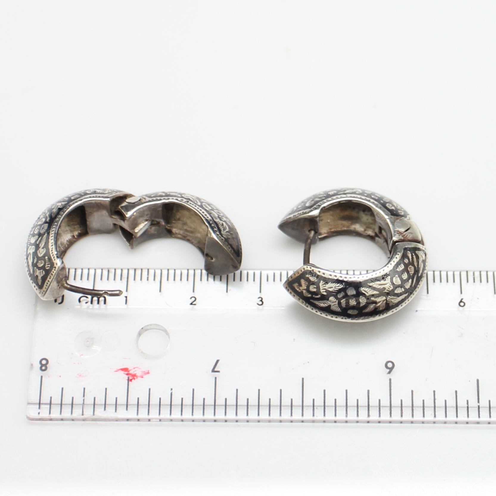 SI475 ต่างหูถมเงินหน้าจั่ว เงินแท้ 92.5% นน. 12.32 กรัม