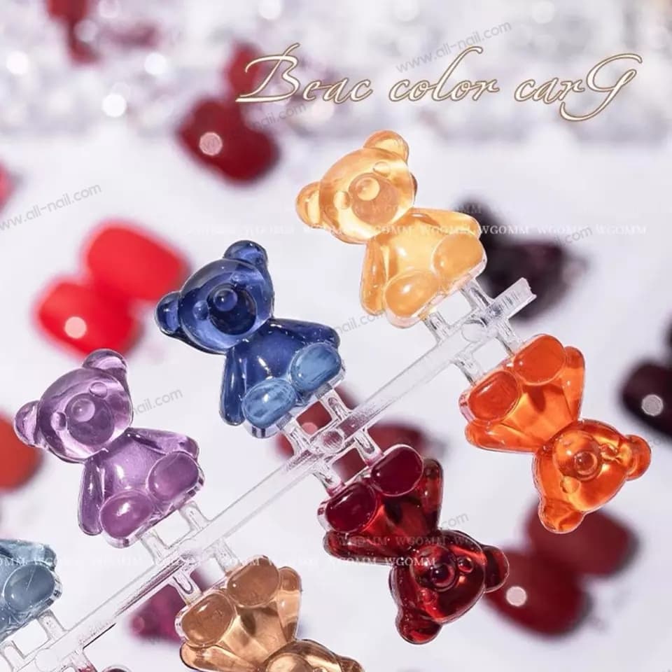 ชาร์ตสีรูปหมี ชาร์ตโชว์สี แผ่นชาร์ตรูปหมี ชาร์ตทาเล็บสีใส ชาร์ต3D 1เซต/120ชิ้น