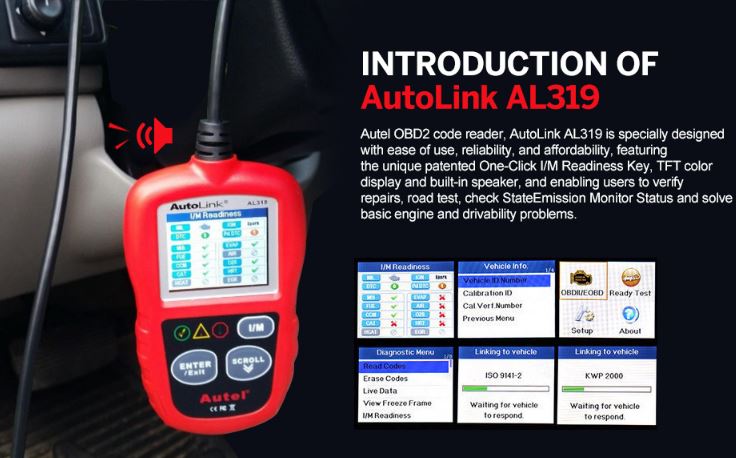 Autel AutoLink AL319 Auto Diagnostic Tool OBD2 Code Reader autel al319 scanner automotriz read and erase code PK elm327 ML319