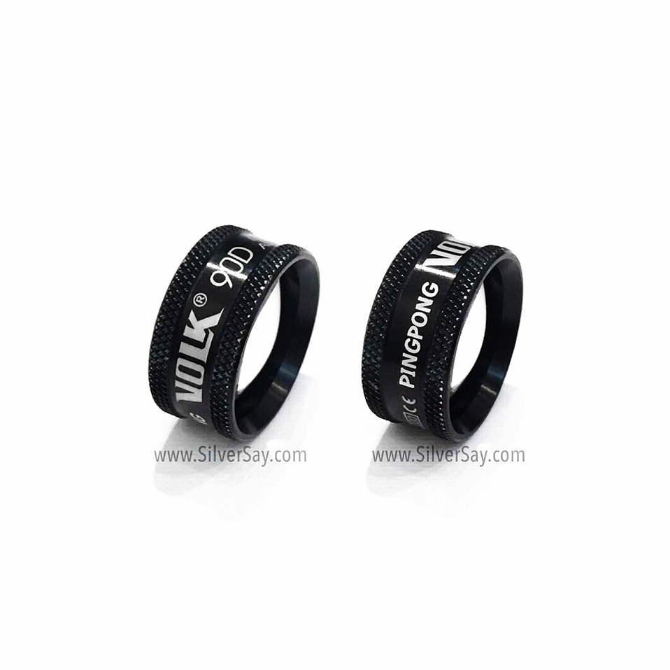 สลักชื่อ "PINGPONG" บนกรอบเลนส์วัดค่าสายตา Volk Classic 90D Slit Lamp Lens