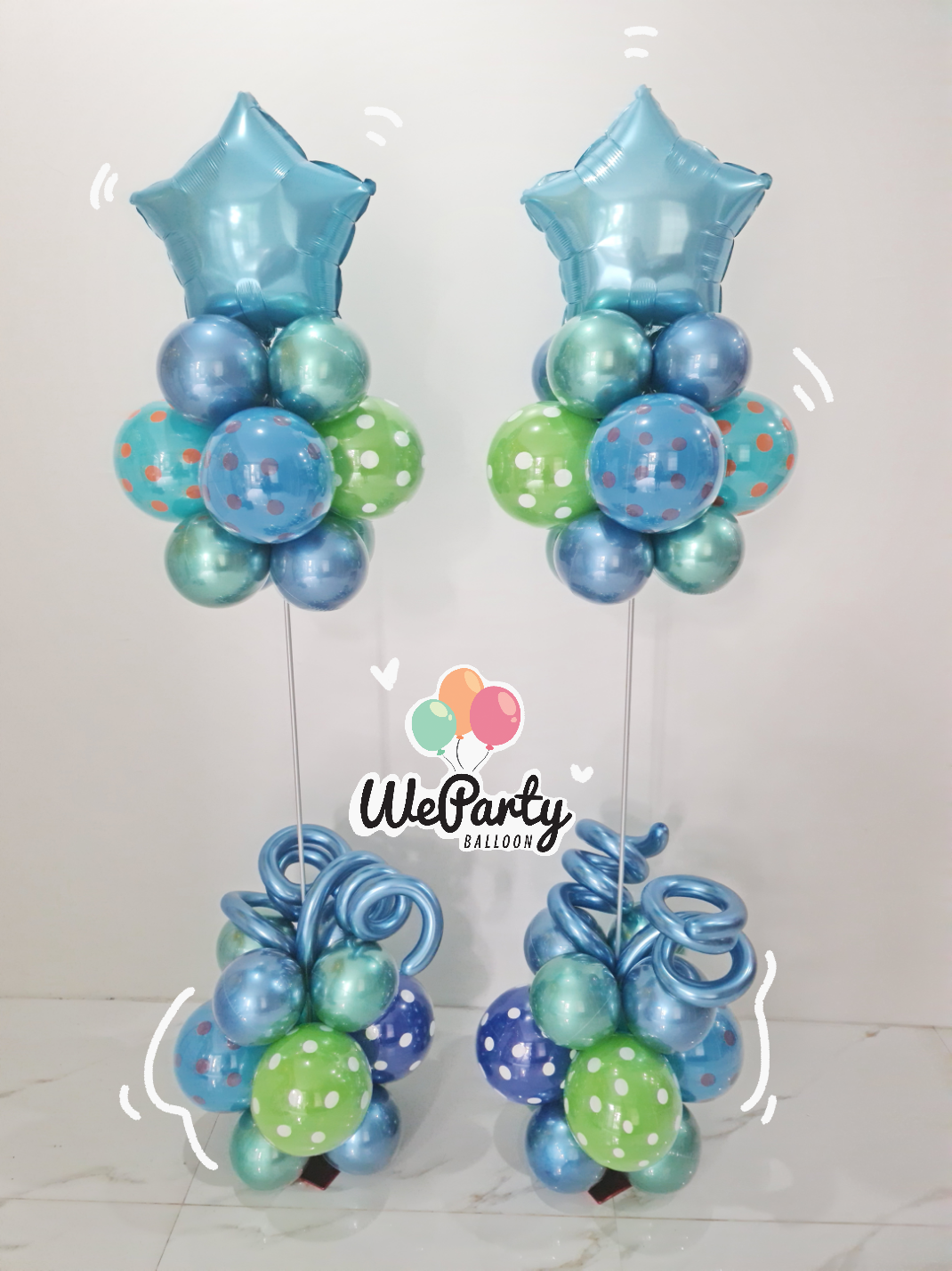 ลูกโป่งต้นยืนเคลือบแววพิเศษสวยวาวนาน TWIN Double Balloon Layer Standing (2 pcs) สนใจสั่งซื้อผ่าน Line: @weparty