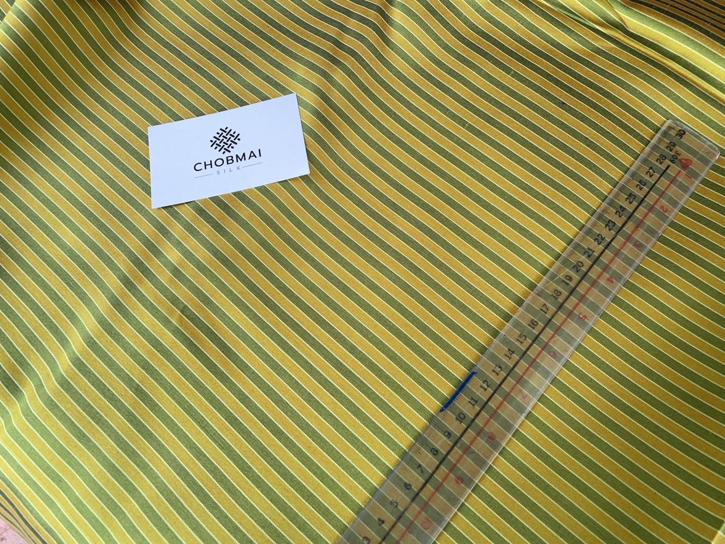 ผ้าไหม ลายริ้ว ไหมแท้ multicolor สีเขียว สีเหลือง (ราคาต่อหลา) รหัส MC-76-P4533