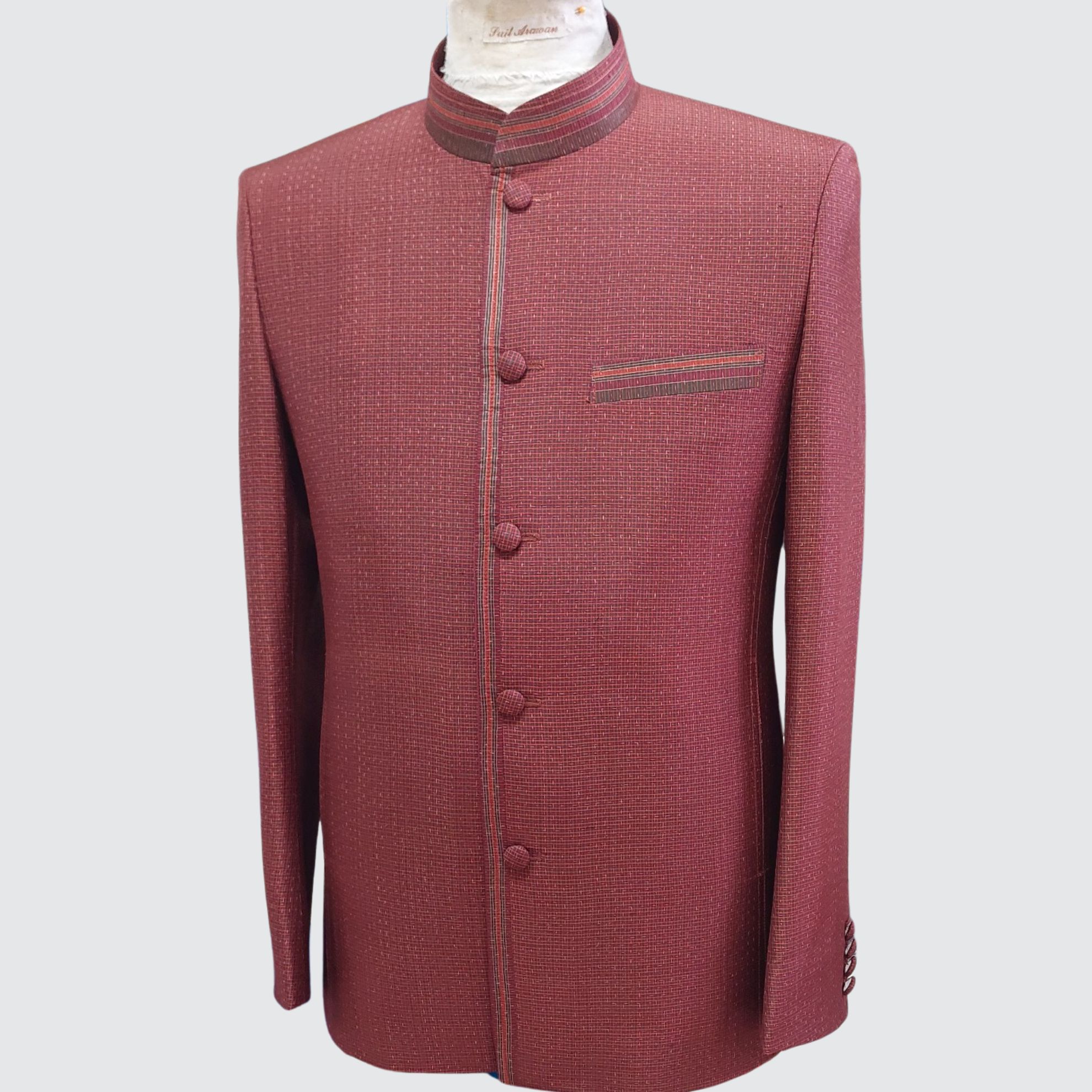 เสื้อสูทพระราชทาน แขนยาว ผ้าไหมลายอัมปรม | ตัดเย็บตามรูปร่าง | เลือกสีผ้า ส่งไซส์ได้