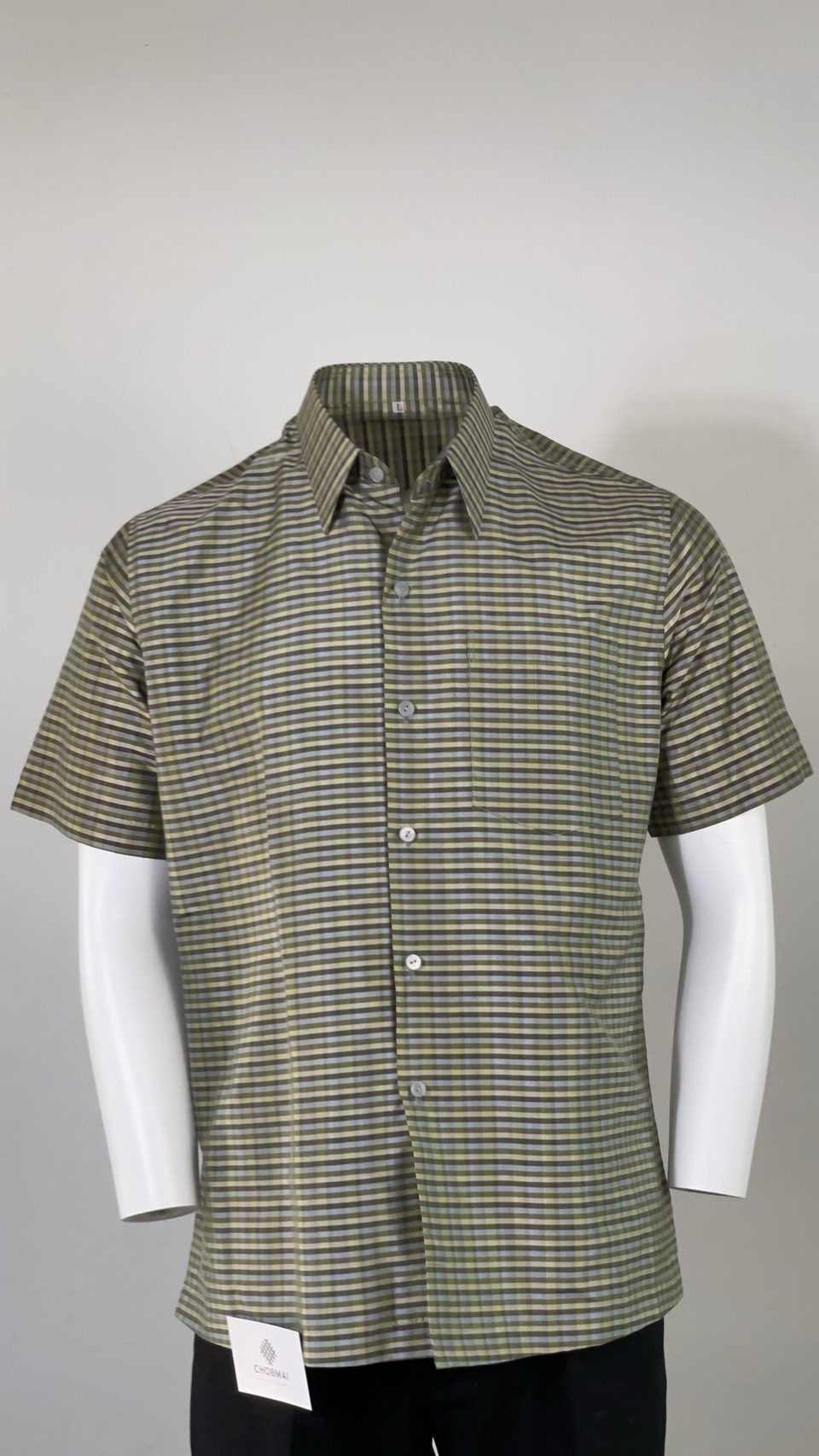 เสื้อเชิ้ต แขนสั้น ผ้าไหมลายสก็อต ไหมแท้ | เลือกไซส์ | เลือกสีผ้า รหัส DK-AA-11136840