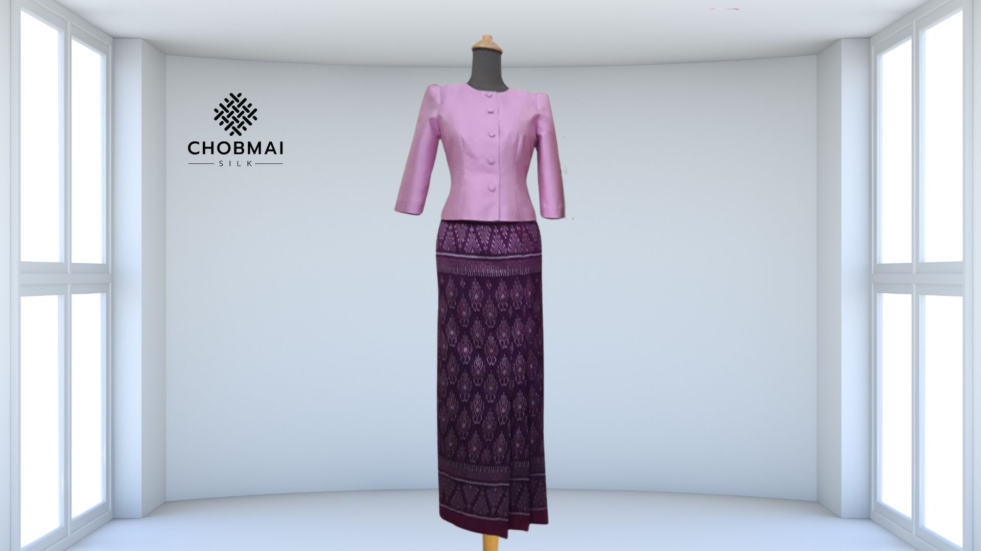 แบบตัดชุด แยกชิ้น เสื้อ+กระโปรง ผ้าไหม (ไม่รวมผ้า) chobmai x ARW รหัส CUT-ARW-0321679