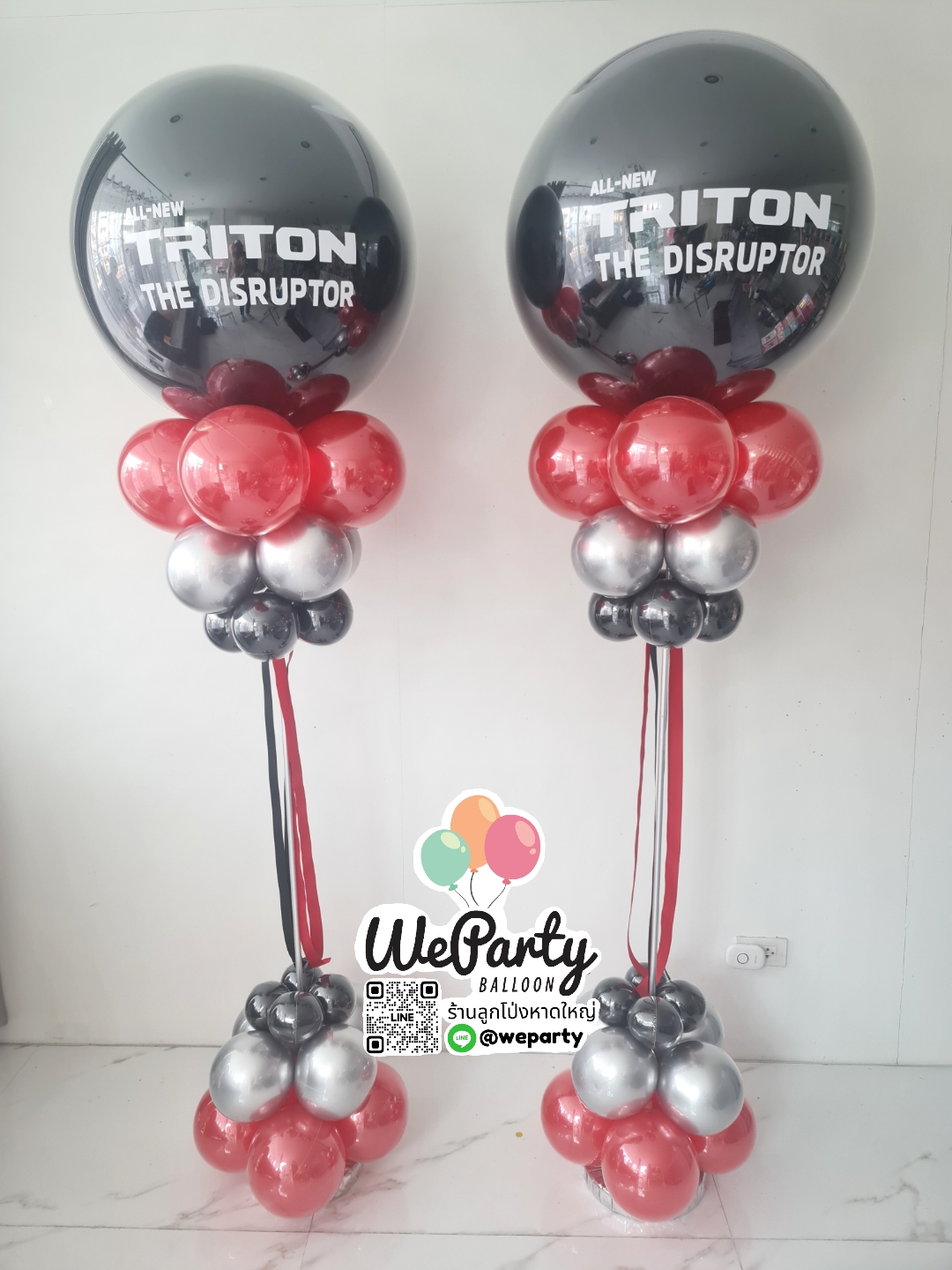 ต้นยืนลูกโป่งเคลือบแววหัว36" 2 ต้น Balloon Standee Double clear balloon (ลูกโป่งเคลือบแววไม่หมอง)
