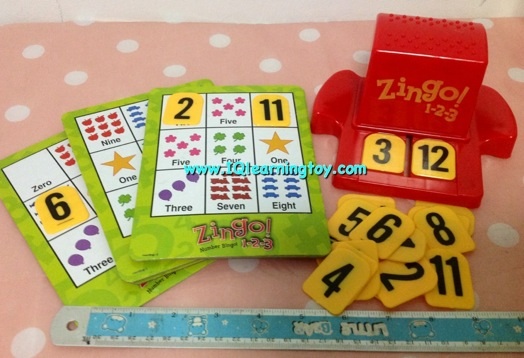 Zingo! 1-2-3 Number Bingo! ฝึกการเรียนรู้และเข้าใจเรื่องจำนวนนับ ฝึกสายตา และความคิดให้ประสานกัน การตั้งสติ และตื่นตัวตลอดเวลา ทำให้เกิดความสนุกสนาน ม