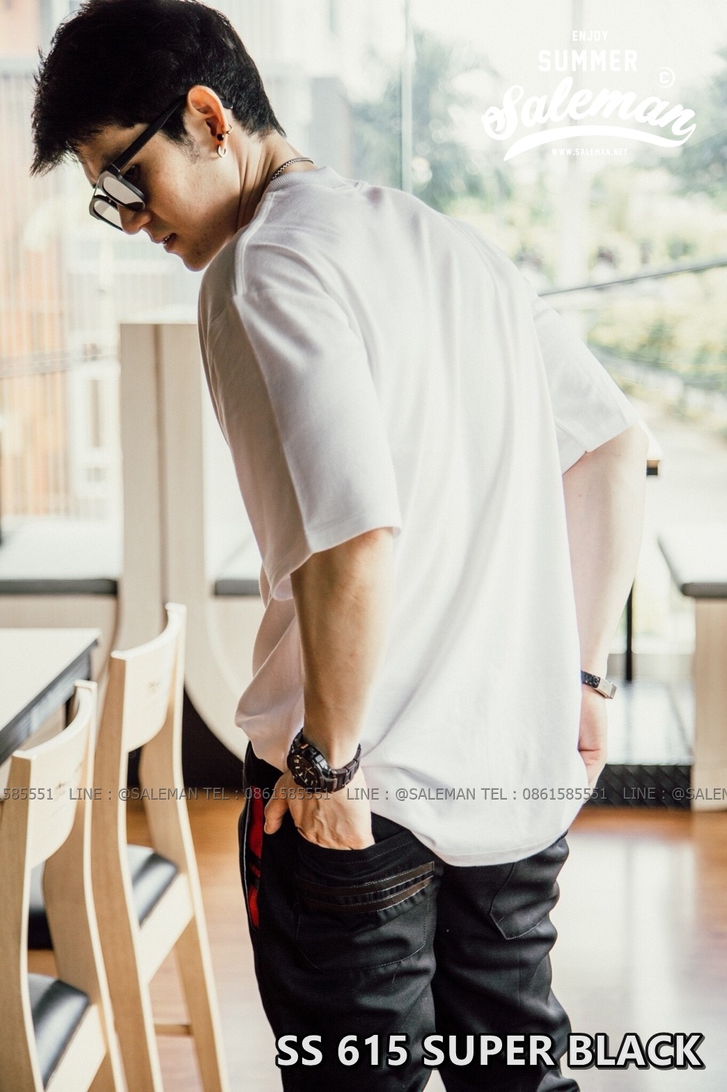 กางเกง JOGGER พรีเมี่ยม ผ้า COTTON รหัส SS 615 SUPER BLACK