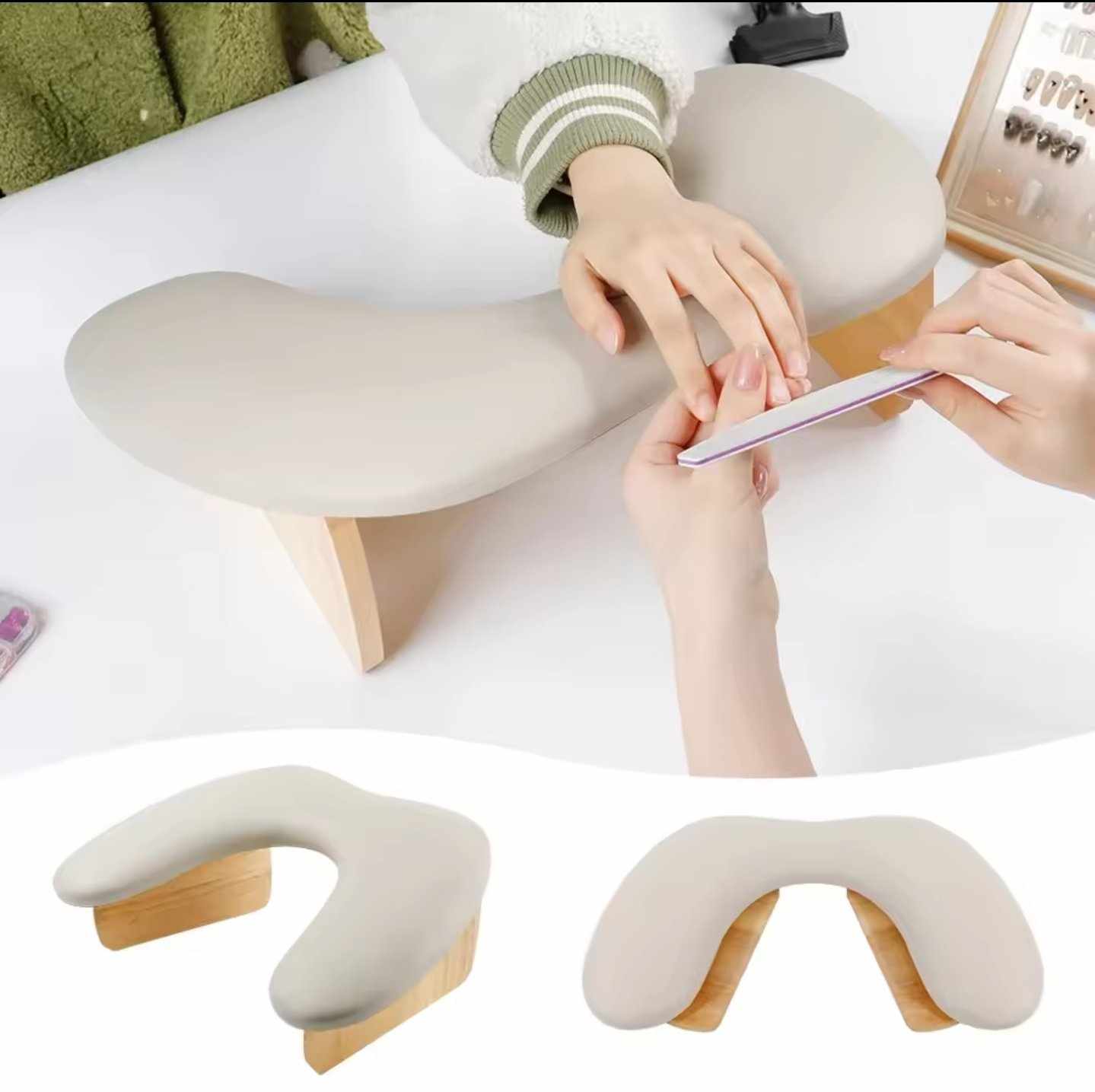 หมอนรองมือทำเล็บ หมอนรองแขน หนังPU ขาตั้งพับเก็บได้ มีให้เลือก3สี