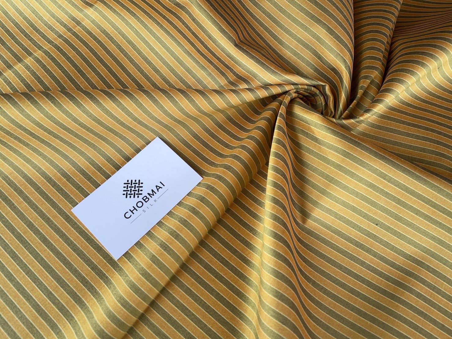 ผ้าไหม ลายริ้ว ไหมแท้ multicolor สีเหลืองทอง (ราคาต่อเมตร) รหัส MC-76-P4516