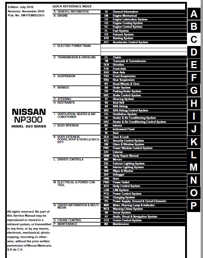 CD คู่มือซ่อม nissan np300 D23
