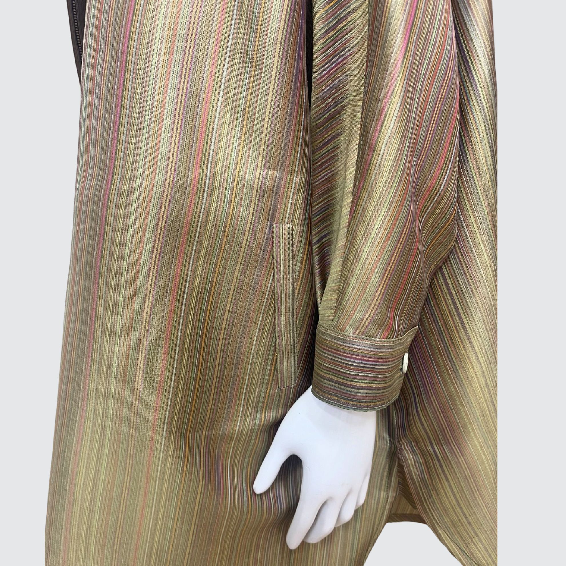 เสื้อแขนยาว ใส่เป็นเดรสได้ ตัดเย็บจากผ้าไหมลายริ้ว ไหมแท้ 100% | ตัดเย็บตามรูปร่าง | เลือกผ้า ส่งไซส์ได้