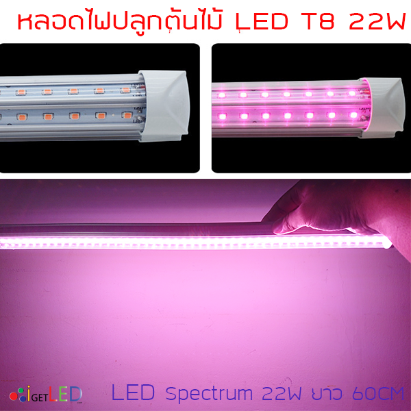หลอดไฟปลูกต้นไม้ LED T8 22W ยาว 60CM 96 LED Grow Light AC 220V