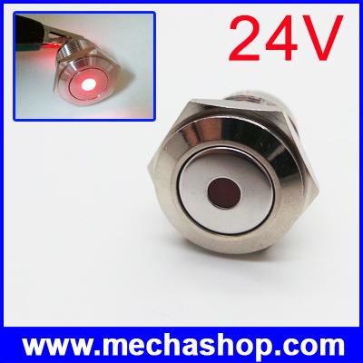 สวิทซ์กดติดปล่อยดับ สวิทช์16มม 24V พร้อมไฟLEDสีแดง Flat momentary pin terminal dot lamp sealed push button switch