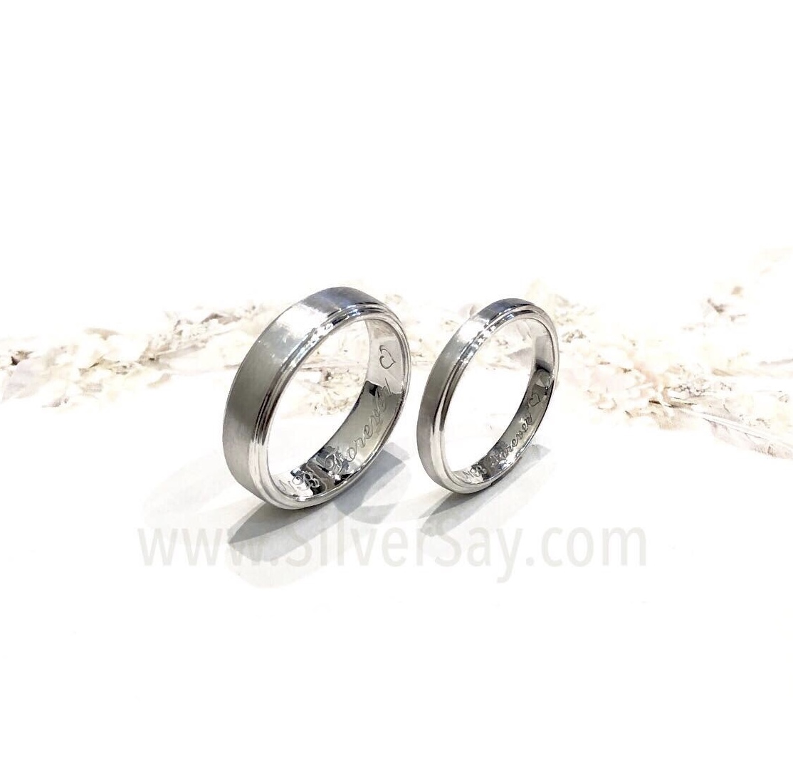 แหวนเกลี้ยง 3 มม.ขอบข้างลดระดับรอบวง/พ่นทราย-ตัดขอบเงา/สำหรับสลักชื่อ