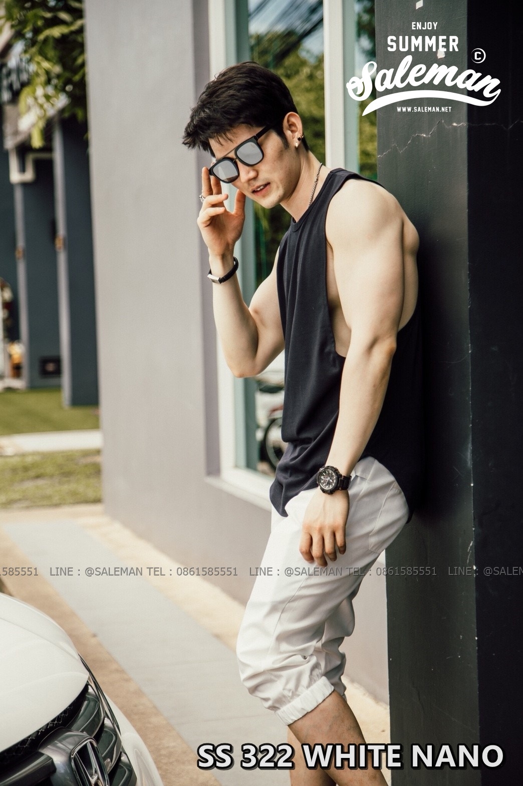 กางเกงสามส่วน พรีเมี่ยม ผ้า COTTON รหัส SS 322 WHTE NANO สีขาว