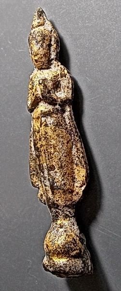 พระกรุวัดเลียบ สะพานพุทธ กทม. ปางยืนห้ามสมุทร เนื้อตะกั่ว มีทองเดิมๆ