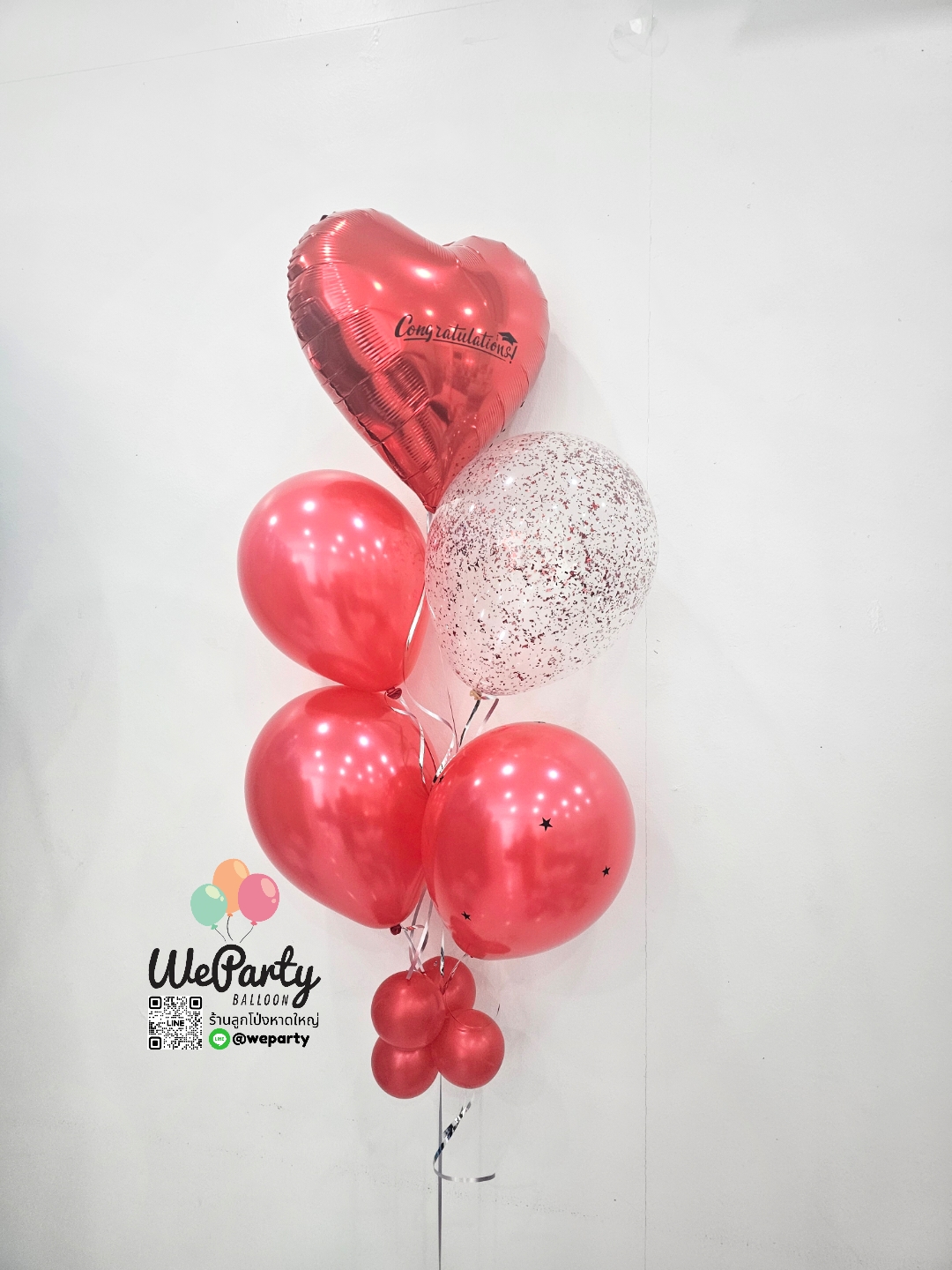 ลูกโป่งช่อลอยยอดหัวใจ Helium Floating Balloons (with Helium)สนใจติดต่อสั่งซื้อ Line: @weparty (มี@ ด้านหน้า)