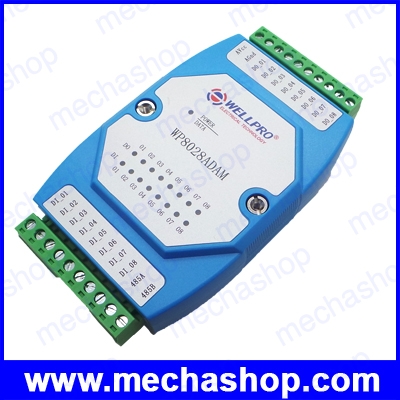 อุปกรณ์ดิจิตอลอินพุท เอาท์พุท Digital input and output modules isolated 8DI / 8DO RS485 MODBUS communications WP8028ADAM