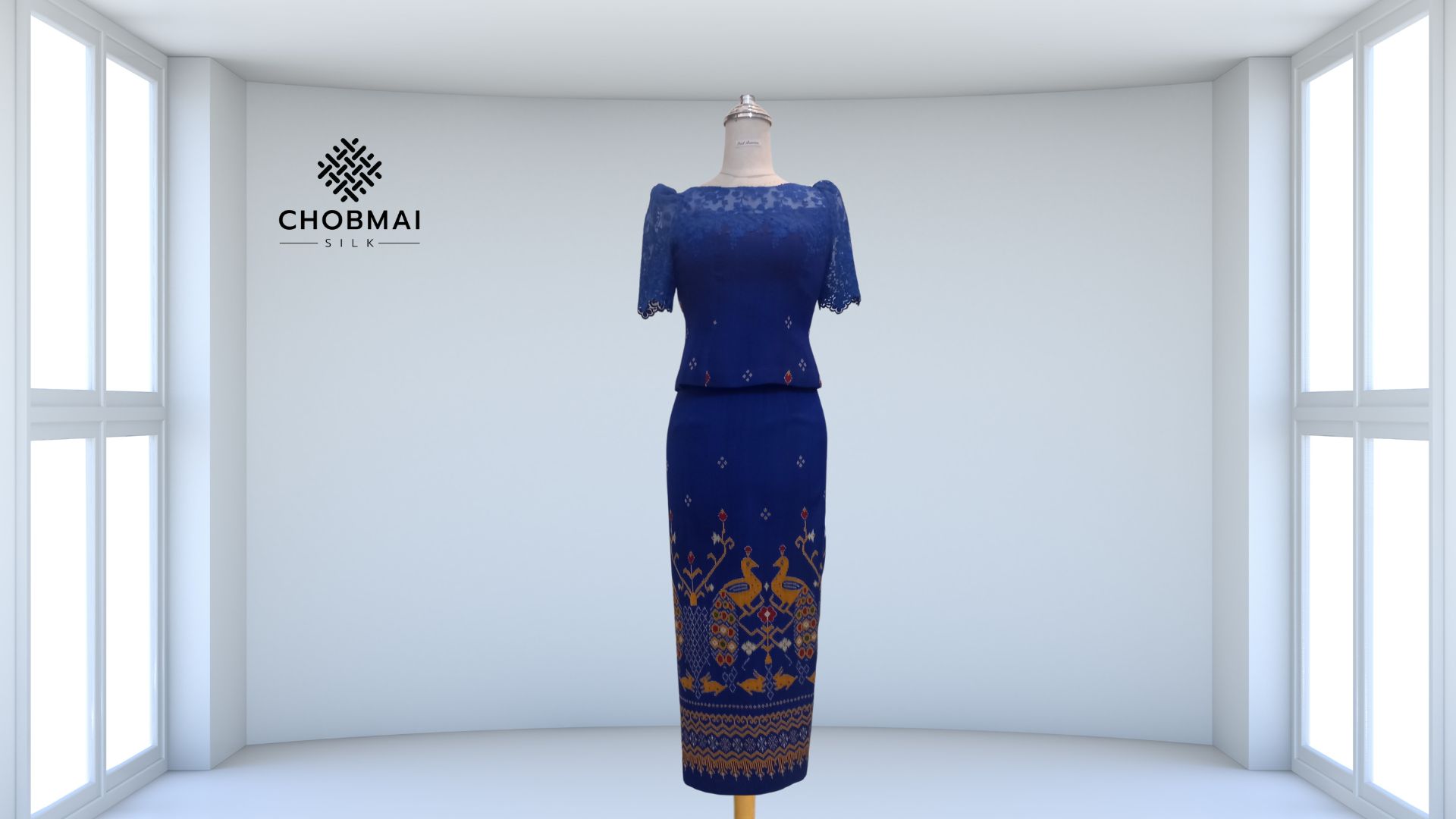แบบตัดชุด แยกชิ้น เสื้อ+กระโปรง ผ้าไหม (ไม่รวมผ้า) chobmai x ARW รหัส CUT-ARW-03056812