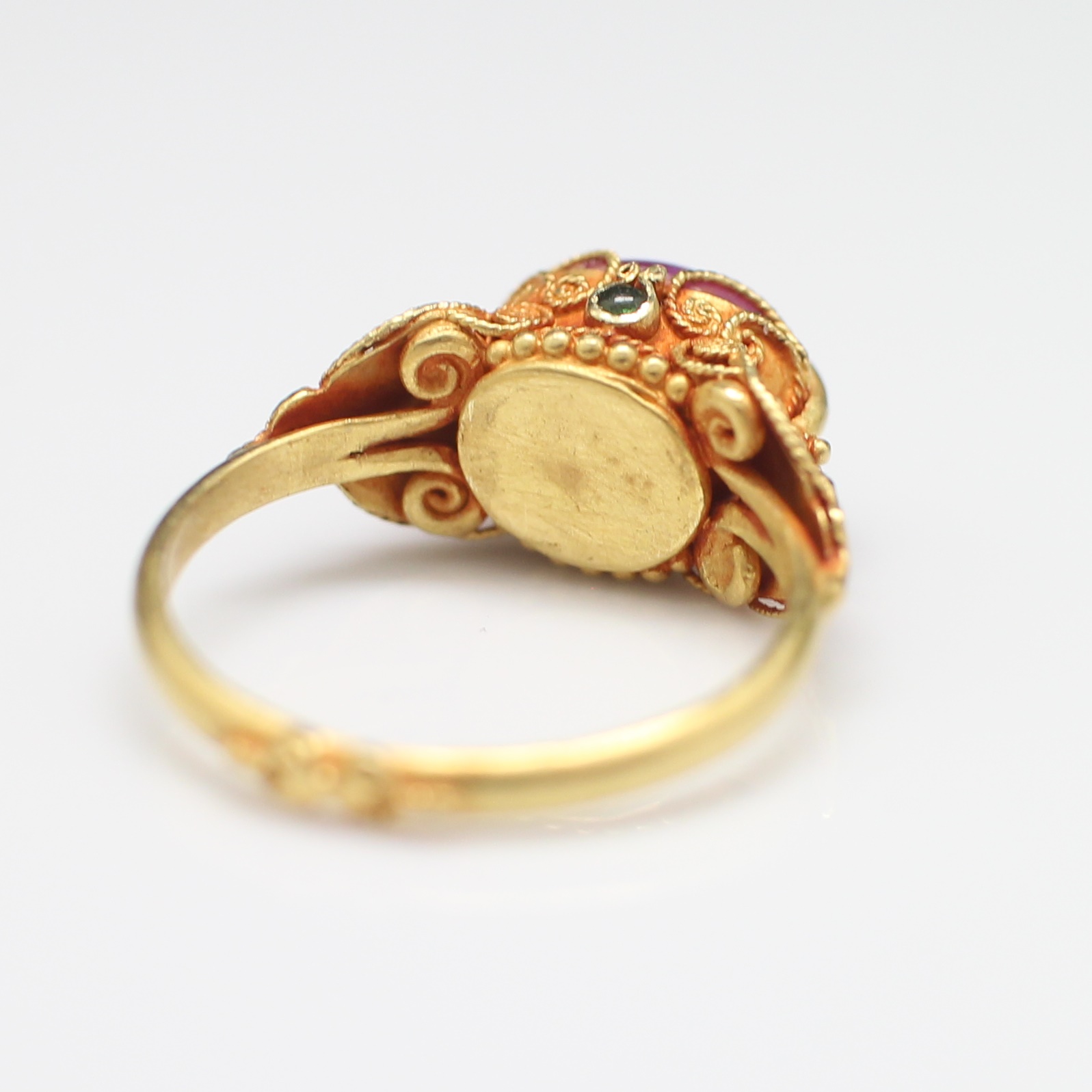 RG250270 แหวนทับทิมเขี้ยวหมู ทองแท้ 75% นน.รวม 5.1 กรัม ขนาดแหวน 57