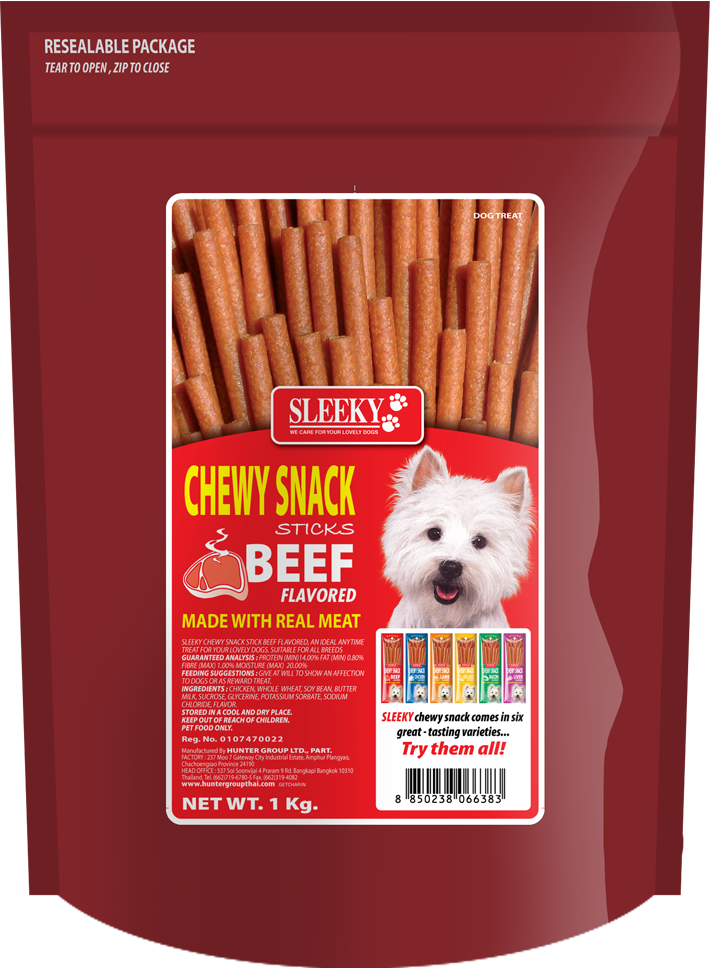 ขนมสุนัข SLEEKY ชิววี่สแน็ค แบบแท่ง รสเนื้อ ขนาด 1 กก.