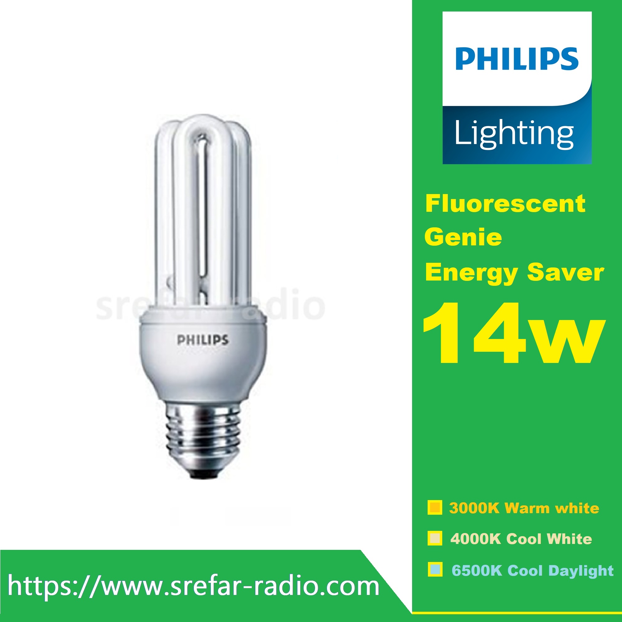 PHILIPS Fluorescent Genie Energy Saver หลอดตะเกียบ E27 14W