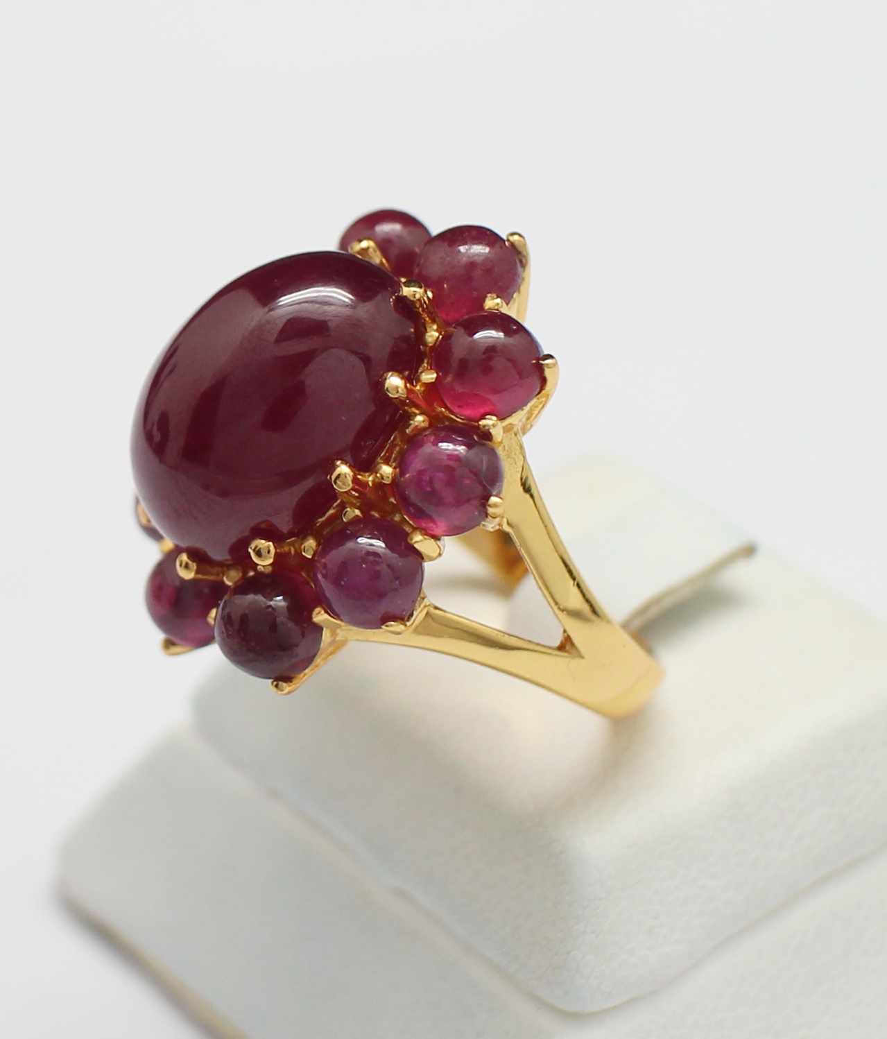 SI197 แหวนทับทิมอัฟริกา ดอกไม้ ตัวเรือนเงินแท้ 92.5 % นน. 13.7 กรัม Size 54