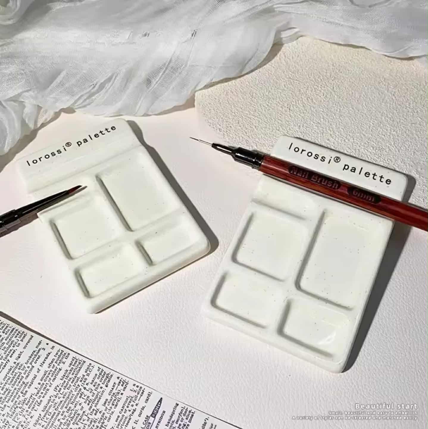 จานพาเลตเซรามิกหลายช่อง Lorossi สำหรับผสมสี วาดรูป ระบายสี ทำเล็บ อุปกรณ์ศิลปะ DIY