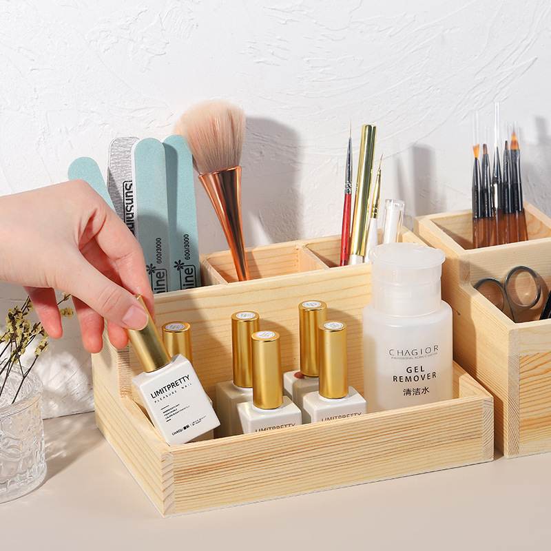 กล่องไม้เก็บอุปกรณ์ เก็บเครื่องสำอาง เก็บอุปกรณ์ทำเล็บ จัดระเบียบของ