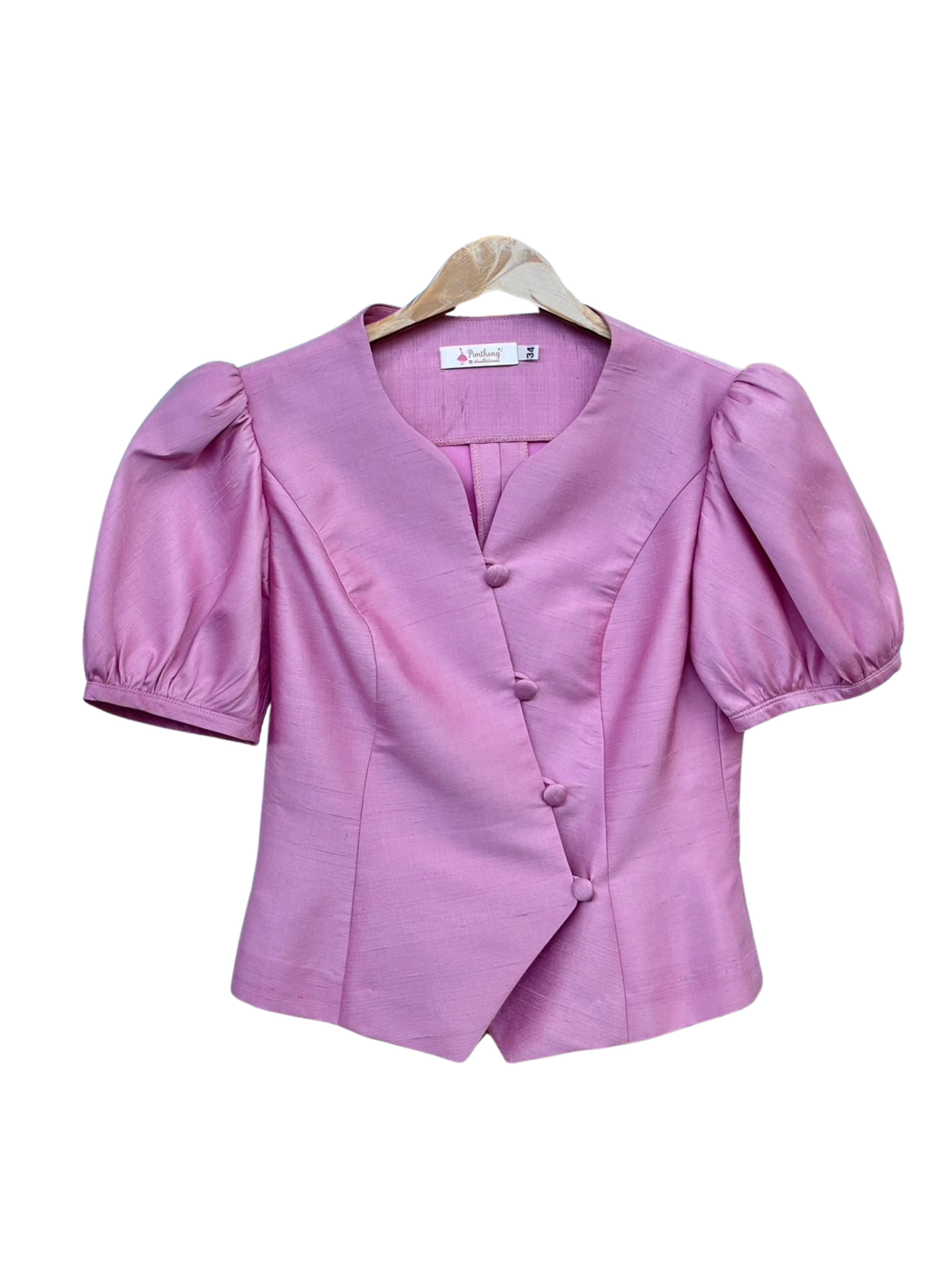 เสื้อสตรี สีพื้น เนื้อไหมบ้าน ไหมแท้ 100% | เลือกไซส์ | เลือกสีได้ รหัส WD-PTS-090368