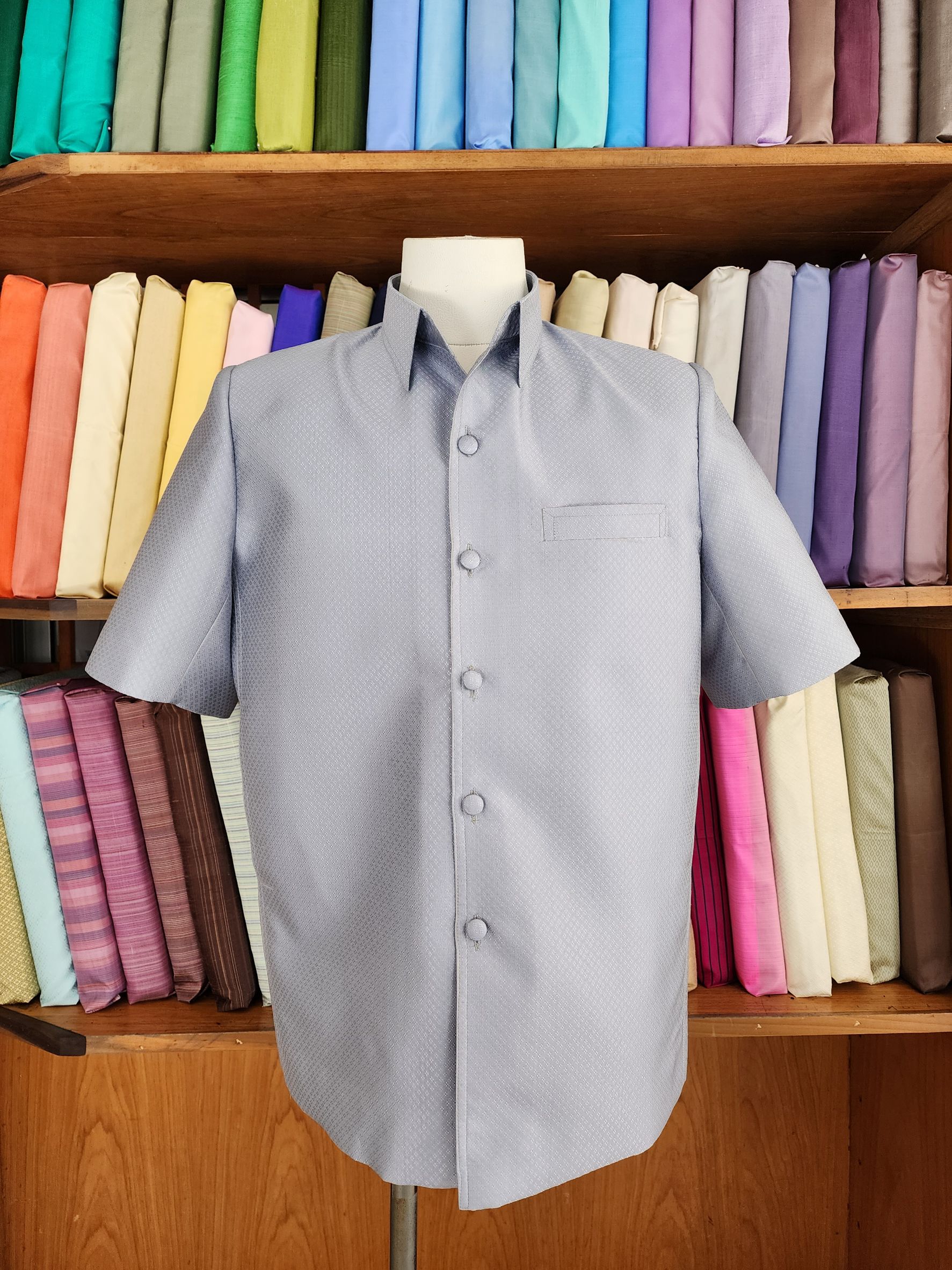 สั่งตัด(ไม่รวมผ้า) เสื้อสูทซาฟารี คอปก แขนสั้น เลือกตาม Size