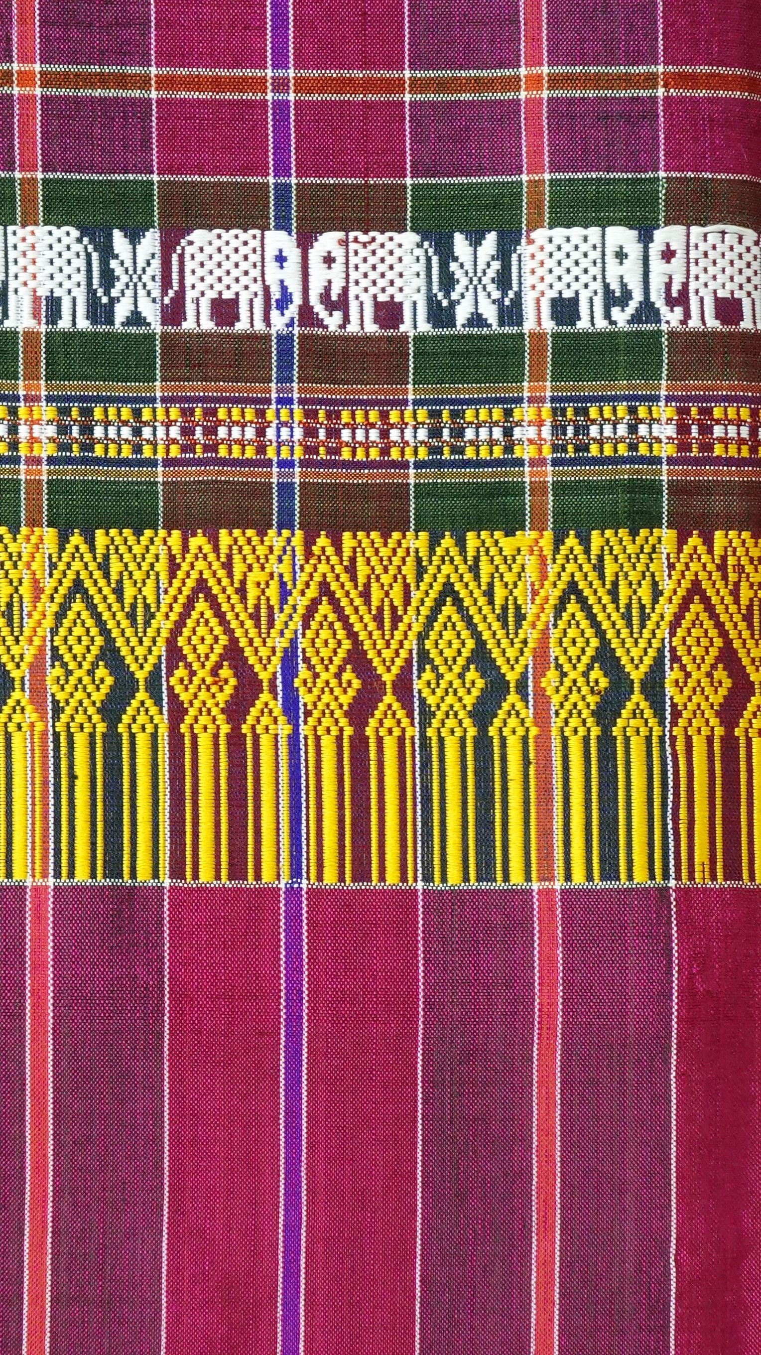 ผ้าขาวม้า ผ้าไหม ไหมแท้ ขนาด 63x200cm ขิดลายช้าง สีชมพู รหัส R4E-ME-01086811