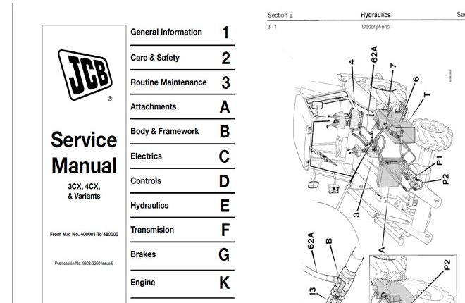 JCB 3CX 4CX คู่มือซ่อมรถจักรกลหนัก เจซีบี JCB รุ่น 3CX และ 4CX