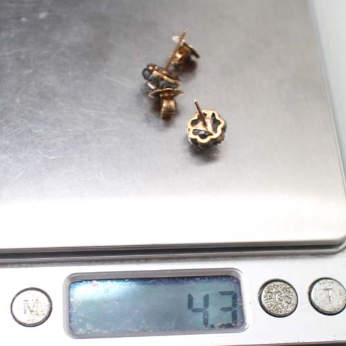 ER25069 ต่างหูเพชรกระจุก เพชรแท้ 16 เม็ด 1.80 กะรัต งานk2สี นน.รวม 4.3 กรัม เพชรไฟดี