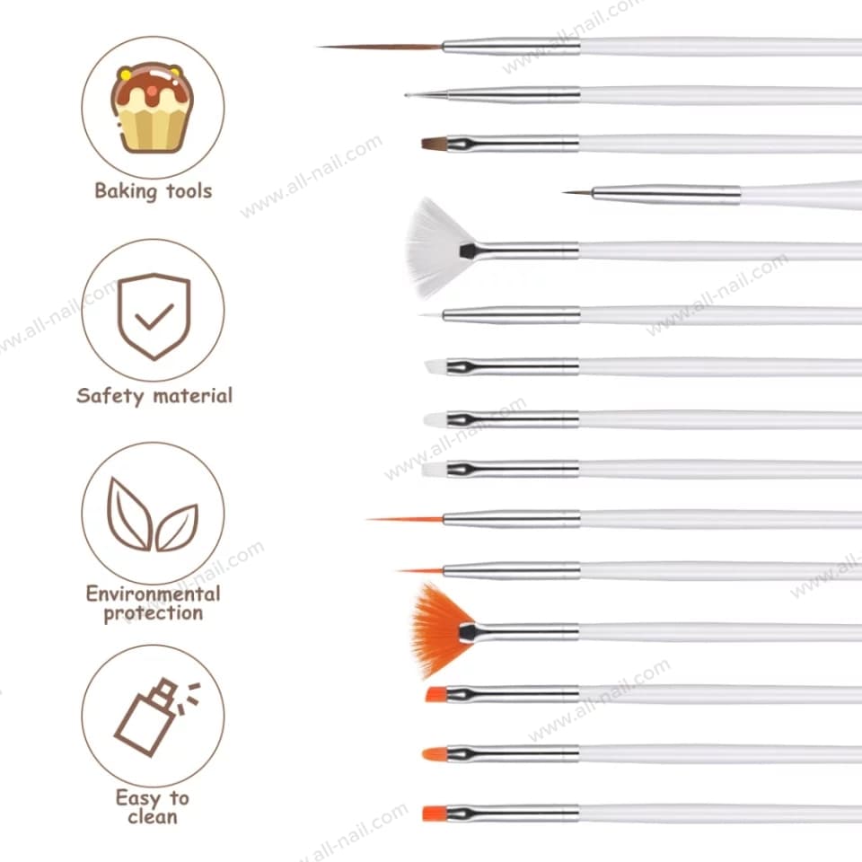 1ชุด/15ด้าม ⚡⚡ ชุดพู่กันทำเล็บ พู่กันเจล พู่กันเพ้นท์ คุ้มค่าสุดๆ