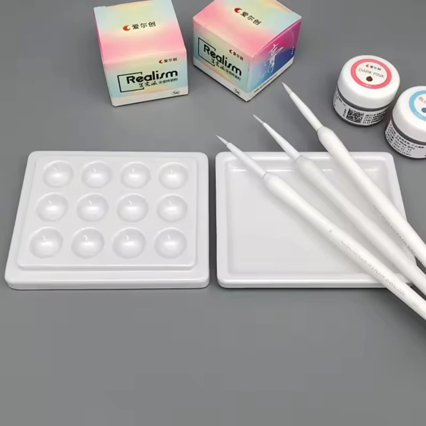 จานสีเซรามิกอย่างดี จานผสมสี จานแบบหลุม มีฝาปิด 12ช่อง